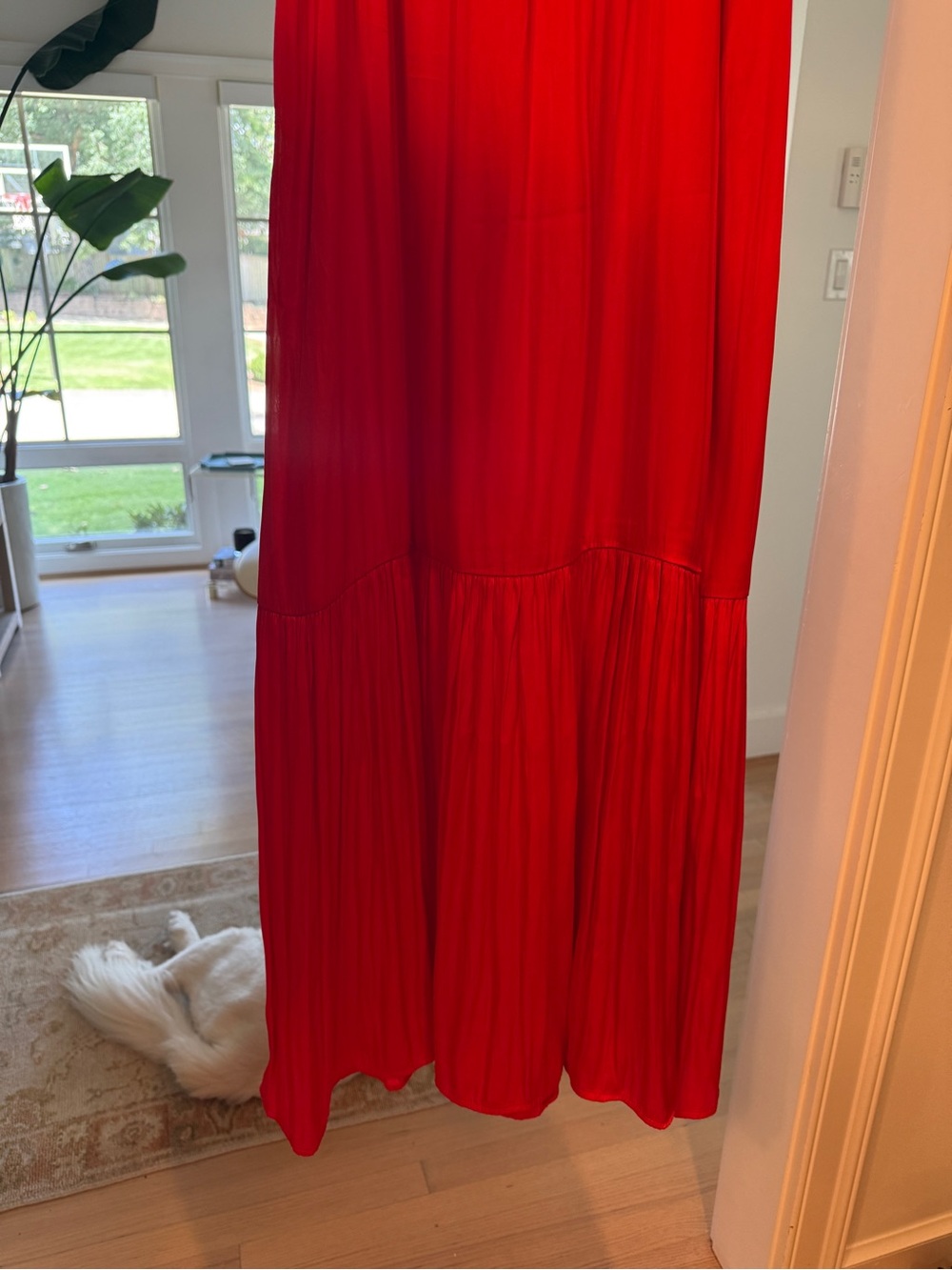 THML Vibrant Red Maxi Dress with Ruffle Accents - Picture 7 of 8